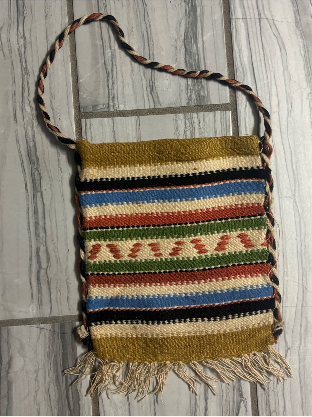 Woven Multicolor Mini Bag — Mustard, Blue & Green